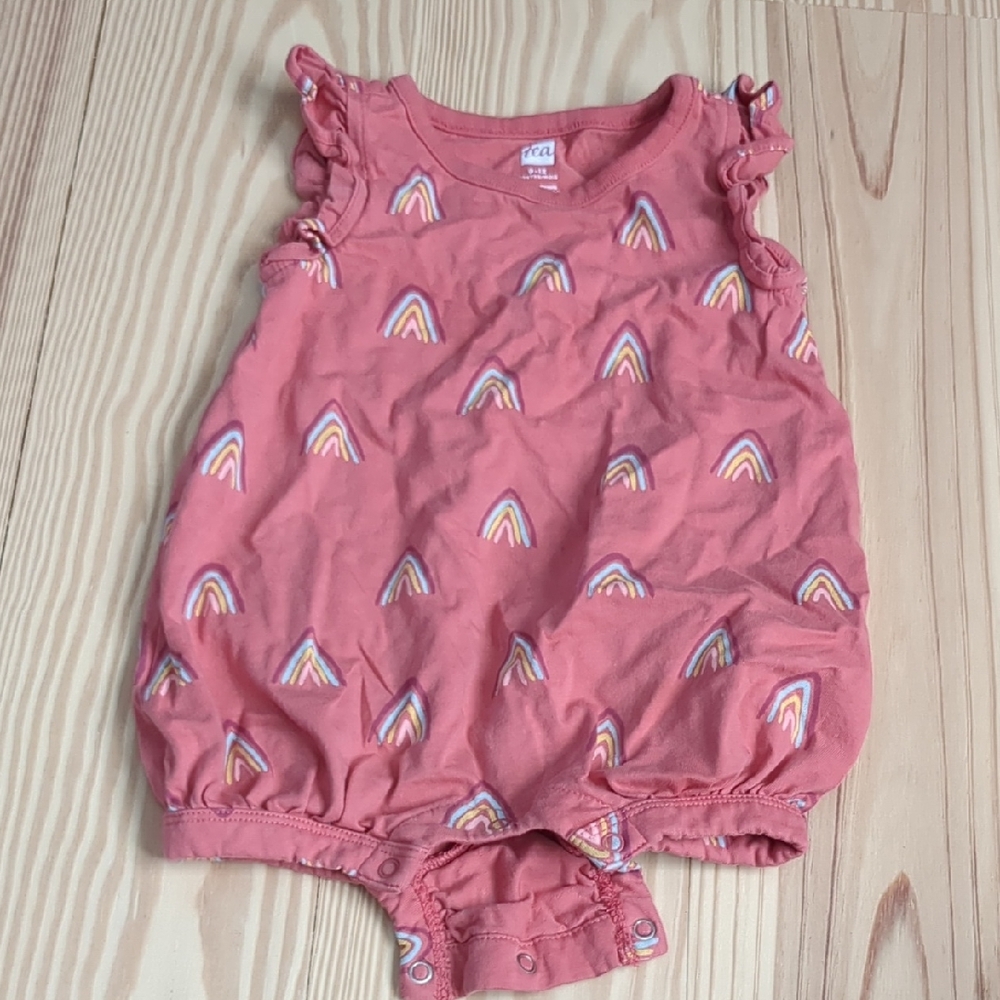 Tea Collection Coral Rainbow Romper